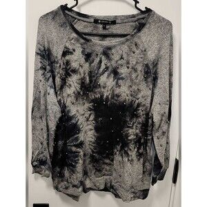 Coin 1804 Tie-Dye Studded Crewneck Sweatshirt - Black & Gray